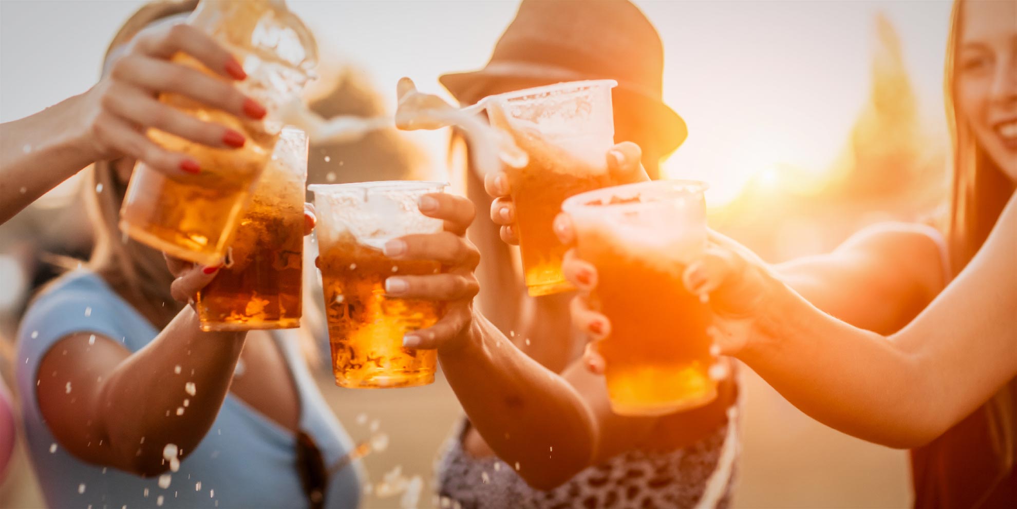 Festival goers enjoying a drink together